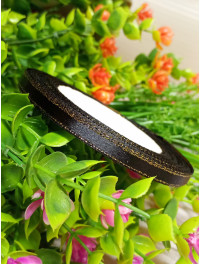 Атласна стрічка з люрексом/0.6 мм/чорна/23 метри