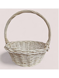 С дефектом ! Плетёная корзина / круглая / белая /  диаметр 28 см высота 30 см