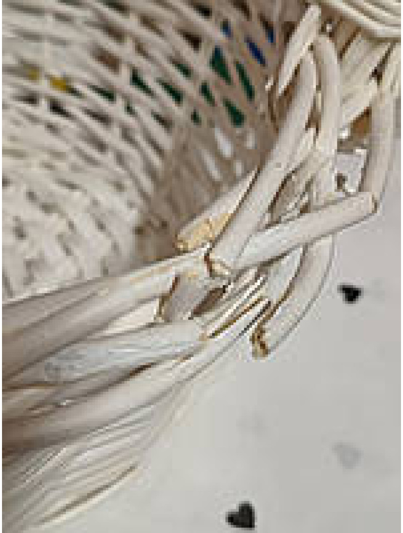 С дефектом ! Плетёная корзина / круглая / белая /  диаметр 28 см высота 30 см