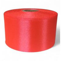 Атласна стрічка 4 см. Довжина рулону 23 м. Жовтогарячий неон