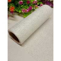 Фатин зі срібними блискітками/білий/ Ширина 15 см. Ціна за 1 метр