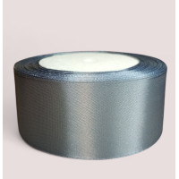 Атласная лента 4 см. Длина рулона 23 м. Цвет серый темный