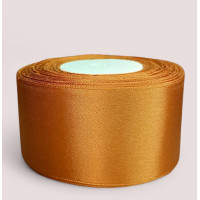 Атласная лента 4 см. Длина рулона 23 м. Цвет золотистый