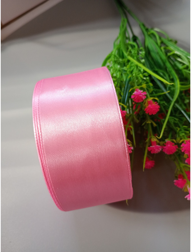 Атласна стрічка 4 см/рулон 23 метри/рожево пудровий