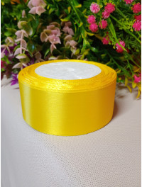 Атласна стрічка 4 см/рулон 23 метри/жовтий 3
