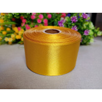 Атласная лента 4 см. Длина рулона 23 м/ золотой