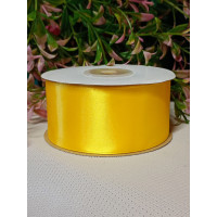 Атласна стрічка/4 см/рулон 27 метрів/жовтий