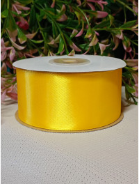 Атласна стрічка/4 см/рулон 27 метрів/жовтий
