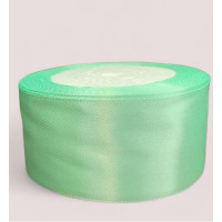 Атласна стрічка 4 см. Довжина рулону 23 м. Колір м'ятний світлий