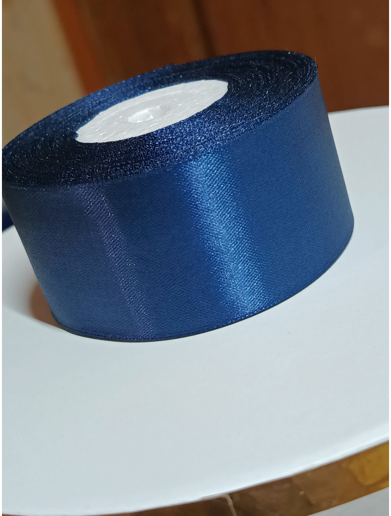 Атласна стрічка 4 см. Довжина рулону 23 м. Колір темно- синій