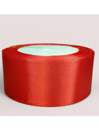 Атласна стрічка 4 см. Довжина рулону 23 м. Колір отруйно червоний