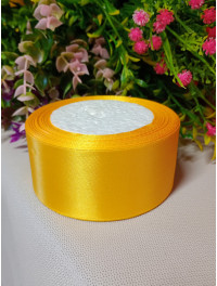 Атласна стрічка 4 см/рулон 23 метри/жовтий теплий