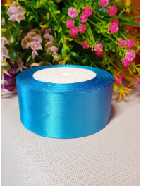 Атласна стрічка 4 см/рулон 23 метри/блакитний насичений