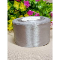 Атласная лента 4 см/ рулон 23 метра/ серый