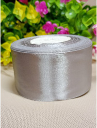Атласна стрічка 4 см/рулон 23 метри/сірий