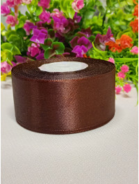 Атласна стрічка/4 см/рулон 23 метри/коричневий