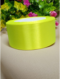 Атласна стрічка 4 см/рулон 23 метри/ салатовий неон