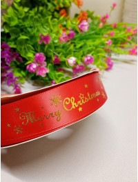 Атласна стрічка/Merry Christmas червона/2.5 см/1 метр
