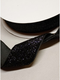 Бархатная лента с люрексом / 4 см / черный / 1 метр