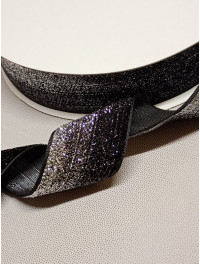 Оксамитова стрічка з люрексом/4 см/чорний зі сріблом/1 метр