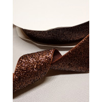 Бархатная лента с люрексом / 4 см / коричневый / 1 метр