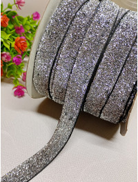 Оксамитова стрічка з люрексом/2 см/сріба темного/1 метр