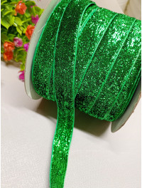 Оксамитова стрічка з люрексом/2 см/зеленим/1 метр