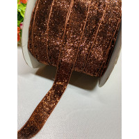 Бархатная лента с люрексом/ 2 см / коричневый / 1 метр
