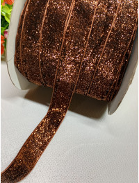 Оксамитова стрічка з люрексом/2 см/коричневий/1 метр