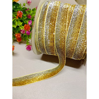 Оксамитова стрічка з люрексом/2 см/ райдужний золото/1 метр