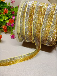 Оксамитова стрічка з люрексом/2 см/ райдужний золото/1 метр