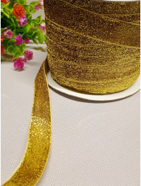 Оксамитова стрічка з люрексом/2 см/ золото/1 метр