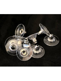 (10 шт.) Пластикова заглушка для сережок. Колір — срібло.