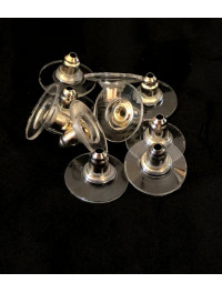 (10 шт.) Пластикова заглушка для сережок. Колір — сталь.