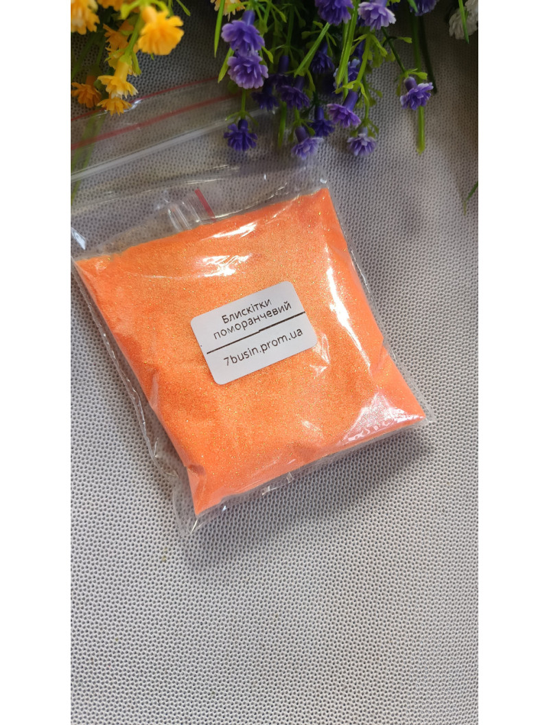 Блискітки (глітер) Паковання 50 грамів. Колір жовтогарячий неон