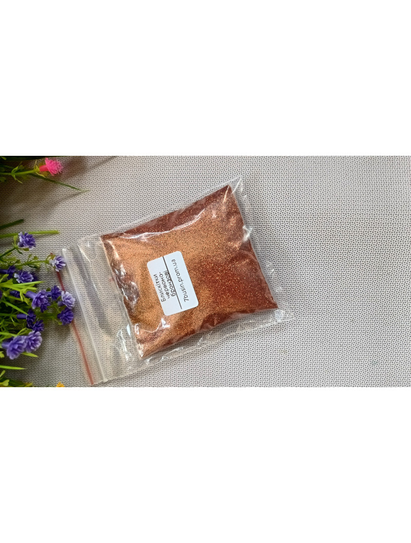 Блискітки (глітер) Паковання — 50 грамів. Колір бронзово-червоний