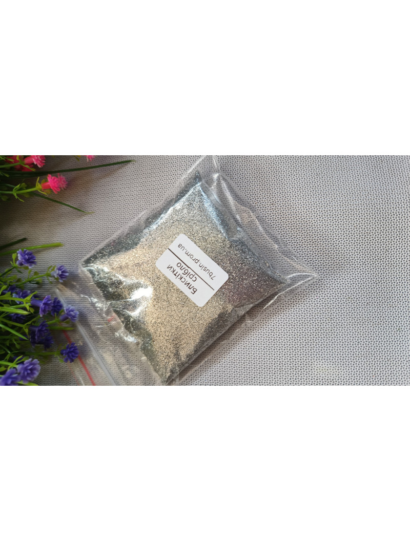 Блискітки (глітер) Паковання 50 грамів. Колір срібло