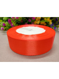 Атласна стрічка/ 2,5 см/23 метри/жовтогарячий неон
