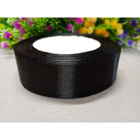 Атласна стрічка/ 2,5 см/23 метри/чорний