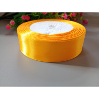 Атласная лента/ 2.5 см/ 23 метра/ жёлтый теплый