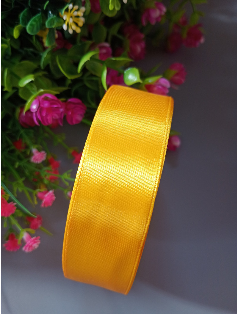 Атласна стрічка/2.5 см/23 метри/жовтий теплий