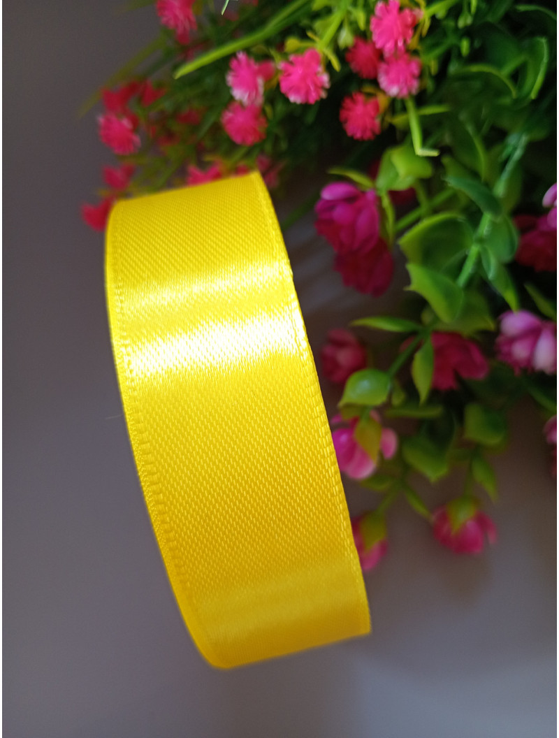 Атласна стрічка/2.5 см/23 метри/ жовтий