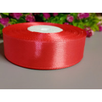 Атласная лента/ 2.5 см/ 33 метра/ светло красный