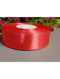 Атласна стрічка/2.5 см/33 метри/світло-червоний