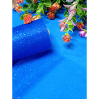 Фатин сетка / синий с блёстками/ ширина 14 см/ 1 метр