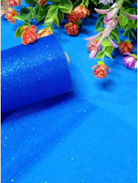 Фатин сітка/синій із блискітками/ширина 14 см/1 метр