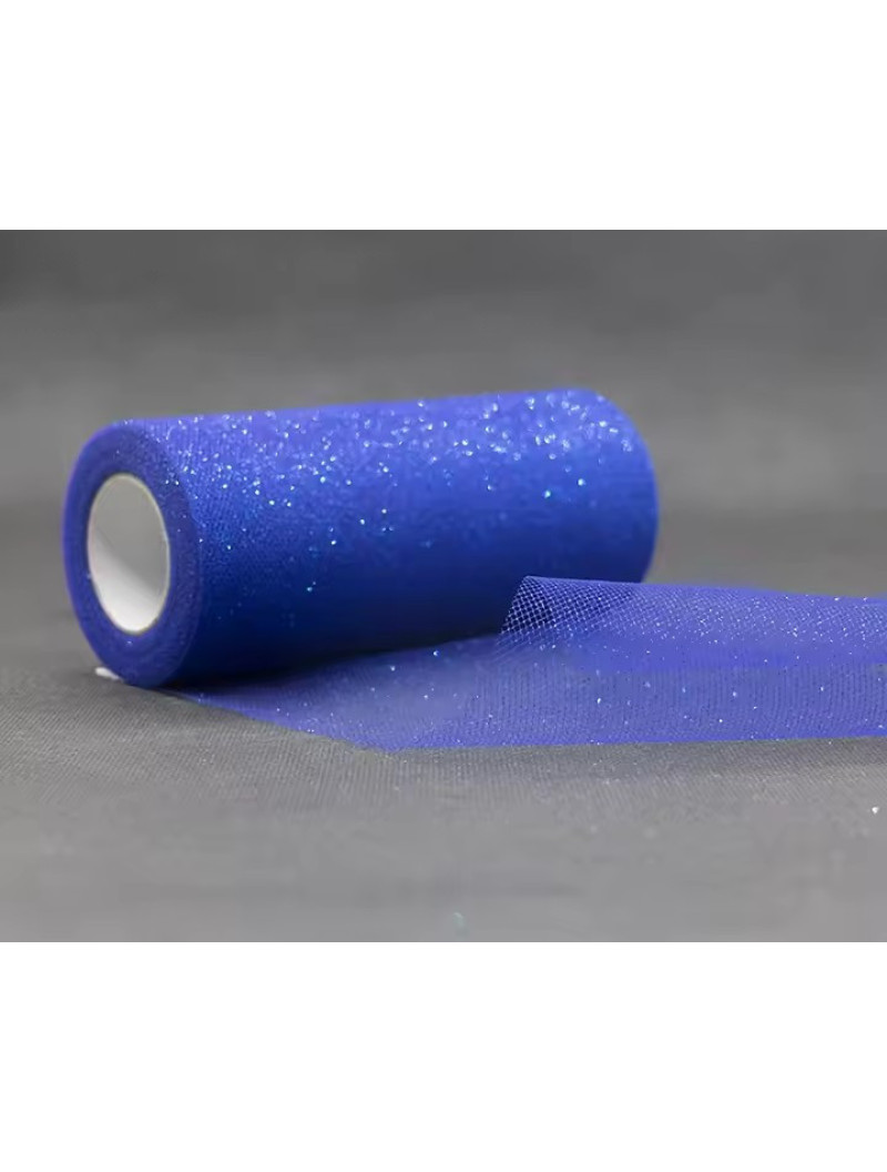 Фатин сітка/синій із блискітками/ширина 14 см/1 метр