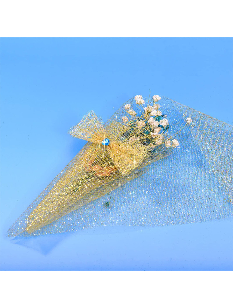 Фатин сітка/синій із блискітками/ширина 14 см/1 метр