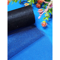 Фатин сітка/чорний із чорним блиском/ширина 14 см/1 метр