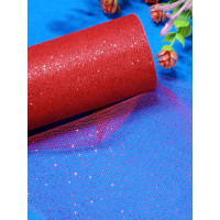 Фатин сітка/червоний з червоним блиском/ширина 14 см/1 метр